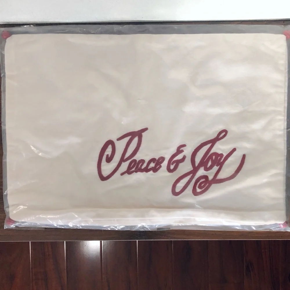 Pottery Barn Peace and Joy Velvet Lumbar Throw Pillow Cover